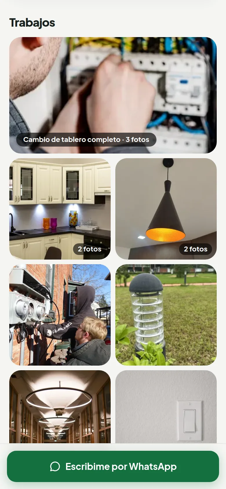 Portafolio con fotos de trabajos terminados